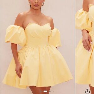 Fashion Nova Strapless Yellow Dress